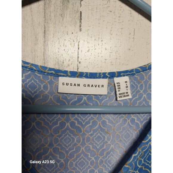 Susan Graver Blouse Lot Of 2 Blue Pink Size Medium - Picture 6 of 9